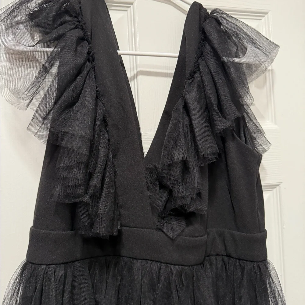 Black Ruffled Maxi Dress - Picture 3 of 6